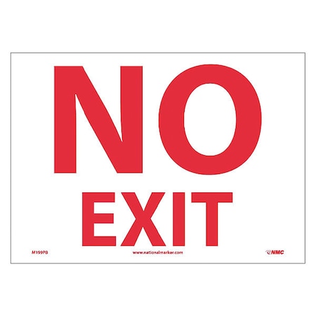 Nmc Exit Sign, Vinyl, No Exit, White M199PB