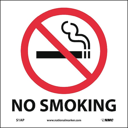 Nmc No Smoking Label, Pk5, S1AP S1AP