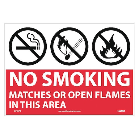 Nmc No Smoking Matches Or Open Flames In This Area Sign, M722PB M722PB