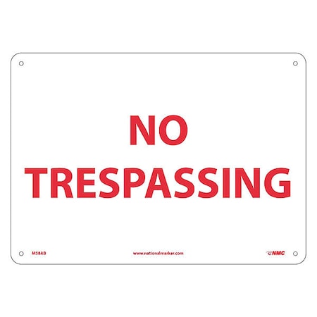 Nmc No Trespassing Sign, M58AB M58AB