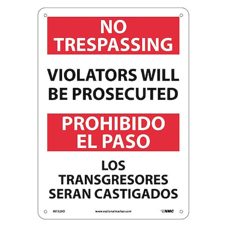 NMC No Trespassing Sign - Bilingual, M732AB M732AB