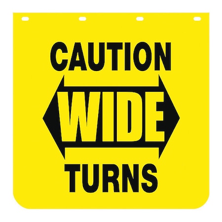 Buyers Products Mudflap, Caution Wide Turns, 24" x 24", PK2, 2 PK B2424YC