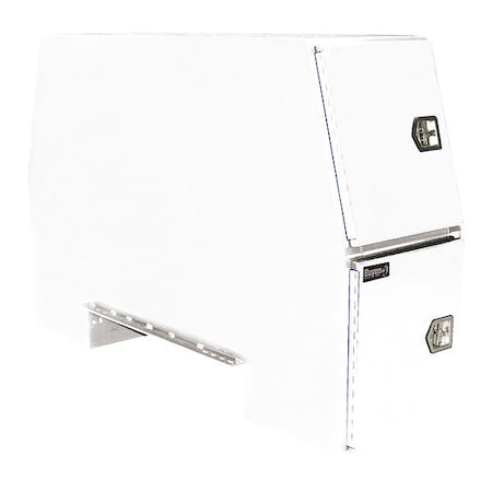 Buyers Products 55x24x85 Inch Offset Floor White Steel Backpack Truck Box - 9.1 Inch Offset BP855524W