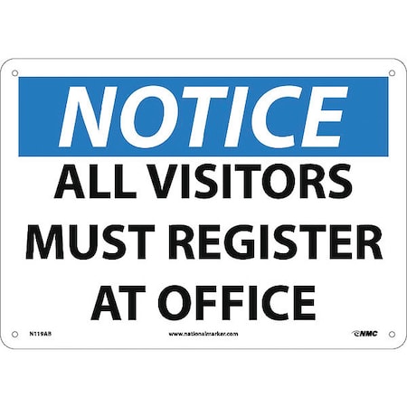 Nmc Notice All Visitors Must Register At Office Sign, N119AB N119AB