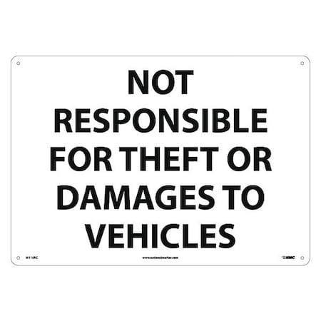 Nmc Not Responsible For Theft Or Damage To Vehicles Sign, M110RC M110RC