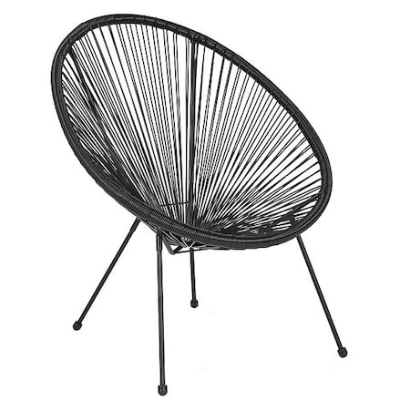 Flash Furniture Contemporary Chair Valencia Black Bungee Oval Lounge Chair, 11-1/2" Height, Black TLH-094-BLACK-GG