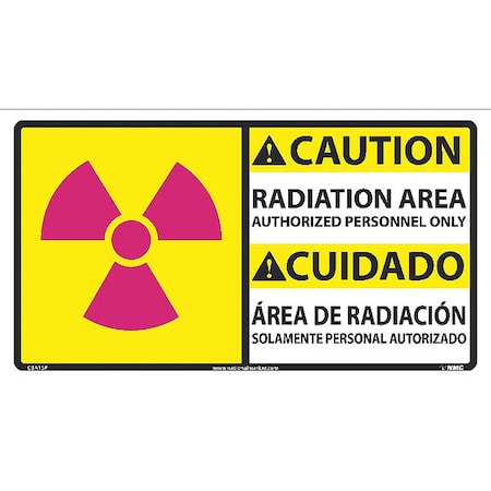 Nmc Radiation & Laser Sign, 10 in H x 18 in W, Pressure Sensitive Vinyl CBA15P