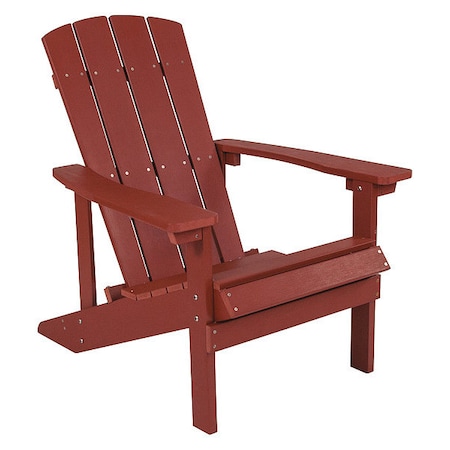 FLASH FURNITURE Red Adirondack Chair, 29.5 W 33-1/2" L 35 H, Extra Wide and Long, Polystyrene, Stainless Steel Seat JJ-C14501-RED-GG