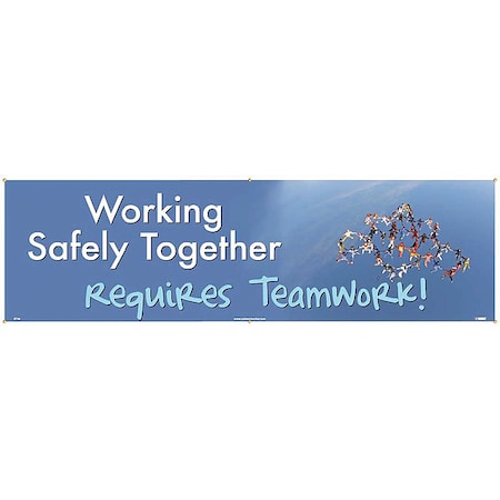 Nmc Working Safely Together Banner, 36 in H x, 120 in W, Vinyl BT48