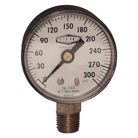 Dixon ABS Dry Gauge, 1/4", 0-160psi, 2", Face, 1/4 in Lower Location, ABS plastic Case Material GL130