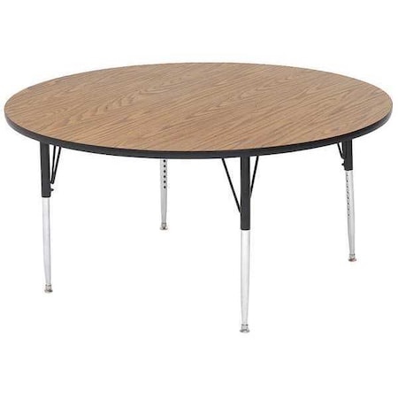 Correll Round Adjustable Height Activity Kids School Table, High Pressure Laminate, Medium Oak A36-RND-06
