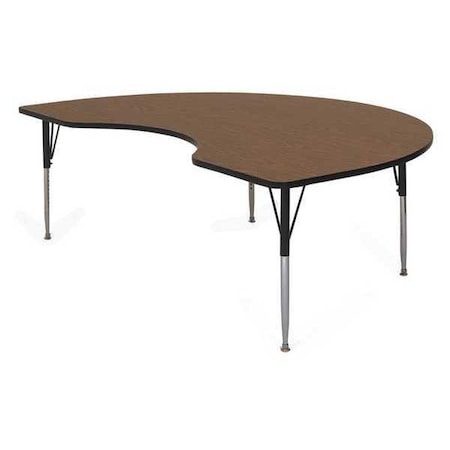 Correll Kidney Adjustable Height Activity Kids School Table, High Pressure Laminate, Walnut A4872-KID-01