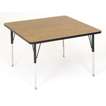 Correll Square Adjustable Height Activity Kids School Table, High Pressure Laminate, Medium Oak A3636-SQ-06