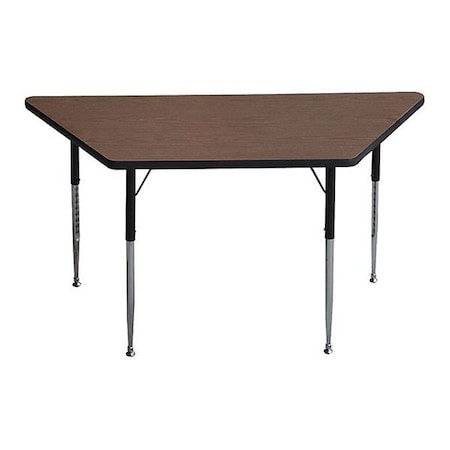 Correll Trapezoidal Adjustable Height Activity Kids School Table, High Pressure Laminate, Walnut A2448-TRP-01