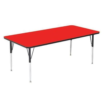 Correll Rectangle Adjustable Height Activity Kids School Table, High Pressure Laminate, Red A3072-REC-35