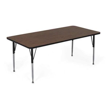 Correll Rectangle Adjustable Height Activity Kids School Table, High Pressure Laminate, Walnut A3048-REC-01