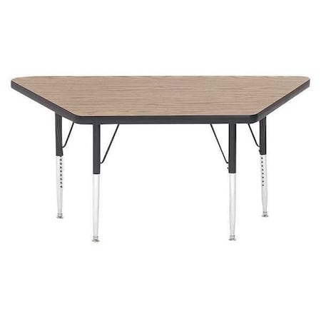 Correll Trapezoidal Adjustable Height Activity Kids School Table, High Pressure Laminate, Medium Oak A3060-TRP-06