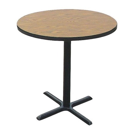 Correll Round Cafe Bistro and Breakroom Pedestal Table, High Pressure Laminate Top, Medium Oak BXT24R-06