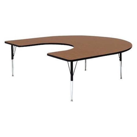 Correll Horseshoe Adjustable Height Activity Kids School Table, High Pressure Laminate, Walnut A6066-HOR-01