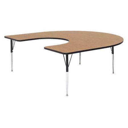 Correll Horseshoe Adjustable Height Activity Kids School Table, High Pressure Laminate, Medium Oak A6066-HOR-06
