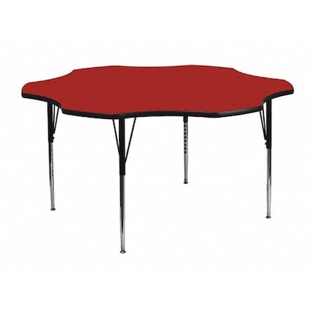 CORRELL Flower Adjustable Height Activity Kids School Table, 60" X 60" X 19" to 29", Red A60-FLR-35