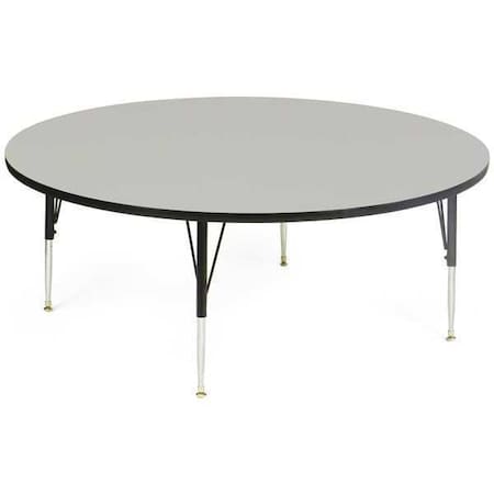 Correll AM60-RND-15 Econoline Activity Table, Smooth & Hard Granite Melamine Top, Height Adjustable Heavy Duty Legs (AM3072-REC-15), 60" Round, Gray