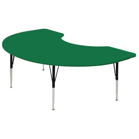 Correll Kidney Adjustable Height Activity Kids School Plastic Blow Molded Table, Blow Molded Plastic, Green AR4872-KID-29