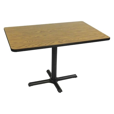 Correll Rectangle Cafe Bistro and Breakroom Pedestal Table, High Pressure Laminate Top, Medium Oak BCT3048-06