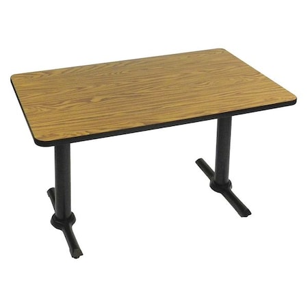 Correll Rectangle Cafe Bistro and Breakroom Pedestal Table, High Pressure Laminate Top, Medium Oak BTT3060-06