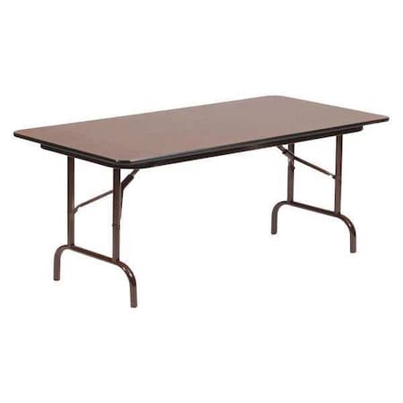 Correll Rectangle Commerical Folding Utility Table, 24" W, 96" L, 29" H, Melamine Laminate Top, Walnut CF2496M-01