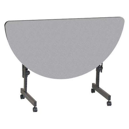 Correll Half Round Deluxe Adjustable Height Flip Top Training Table, High Pressure Laminate Top, Gray FT2448HR-15