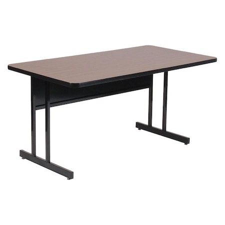 Correll Rectangle Computer or Training Desk Height Work Station, 24" W, 48" L, 29" H, Walnut WS2448-01