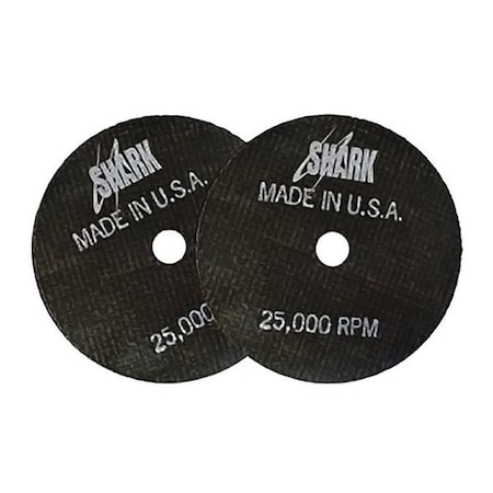 Shark Industries Abrasive Cut-Off Wheel, Type 1, 3 in Dia, 1/32 in Thick, 1/4 in Arbor Hole Size, Aluminum Oxide SRK30-10