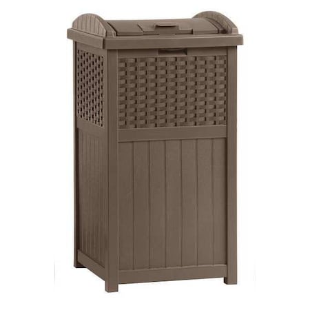 Trash Hideaway 32 gal Square Outdoor Can, Brown, Lift Up, Durable Resin GHW1732