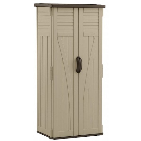 SUNCAST 22 cu ft Resin Vertical Shed, Sand/Mustang, 2 Swing Doors BMS2000