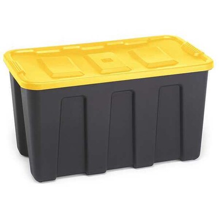 Homz Storage Tote with Snap Lid, 34 gal, Black, Yellow, Plastic, 4 PK 6934BKYLDC.04