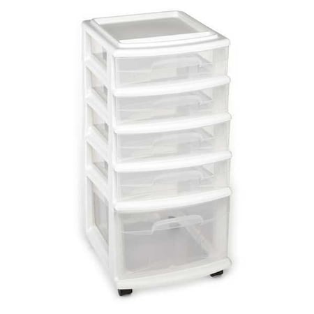 Homz Homz 4 Drawer Medium Cart with Casters, White Frame with Clear Drawers 05564WHEC.01