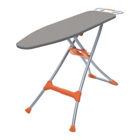 Homz Durabilt Premium Ironing Board With Steel Mesh Top & Built-In Iron Rest, Gray with Orange Accents 4750150