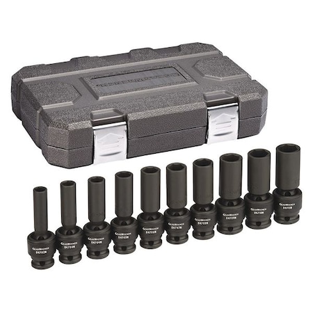 Gearwrench 10 Piece 1/2" Drive 6 Point Deep Universal Impact Metric Socket Set 84945N