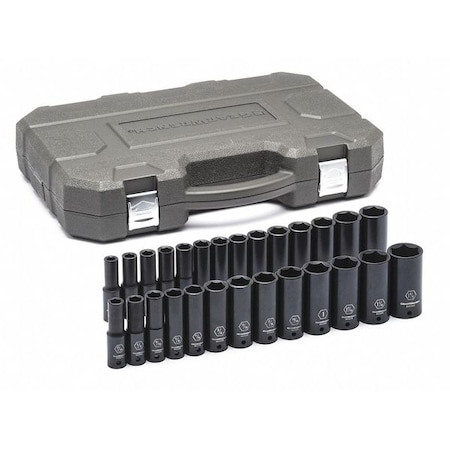 Gearwrench 27 Piece 1/2" Drive 6 Point Deep Impact SAE/Metric Socket Set 84949N
