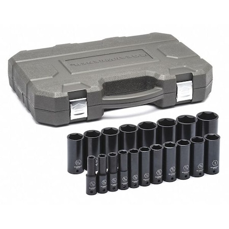 Gearwrench 19 Piece 1/2" Drive 6 Point Deep Impact SAE Socket Set 84934N