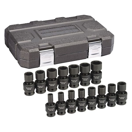 Gearwrench 15 Piece 1/2" Drive 6 Point Standard Universal Impact Metric Socket Set 84939N