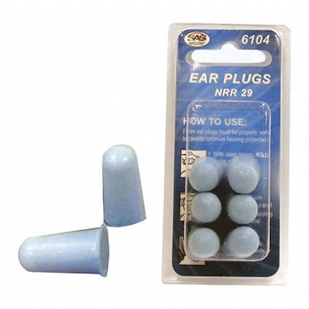 Sas Safety Foam Ear Plugs, Tapered Shape, 30dB, 3 PK 6104