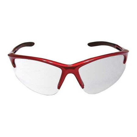 Sas Safety DB2, Safety Glasses, Anti-Fog & Anti-Scratch, Clear Lens, Red Frame 540-0400