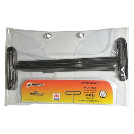 Bondhus 8 Piece SAE T-Shape Hex Key Set, 15532 15532