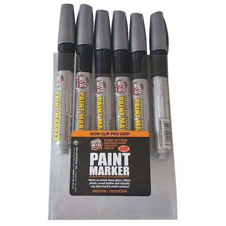 Super Met-Al Pump Action Oil-Based Markers, Silvr, PK12 04177