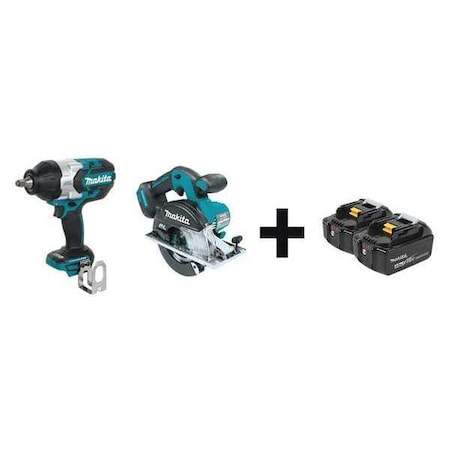 Makita Cordless Combo Kit, 18.0 V, 2 Tools, 2 Batt XWT08Z, XSC02Z + BL1840B-2