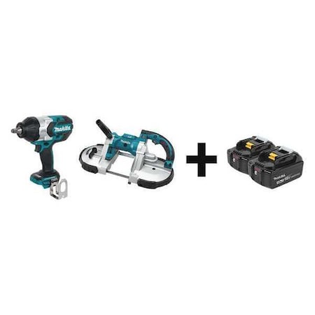 Makita Cordless Combo Kit, 18.0 V, 2 Tools, 2 Batteries XWT08Z, XBP02Z + BL1840B-2