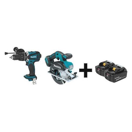 Makita Cordless Combo Kit, 18.0 V, 2 Tools, 2 Batt XPH03Z, XSC02Z + BL1840B-2