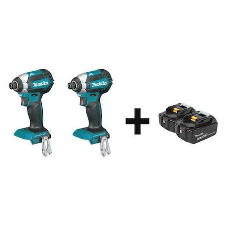 MAKITA 18V 1/4" Hex (2) Mfr. No. BL1840B-2 Batteries; (2) Impact Drivers XDT13Z, XDT13Z + BL1840B-2